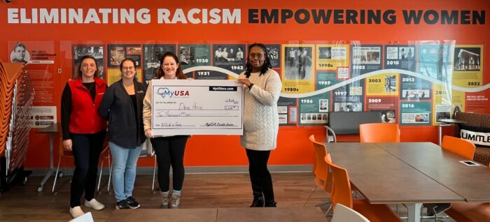MyUSA Credit Union presenting donation check to Dove House in Southwest Ohio.