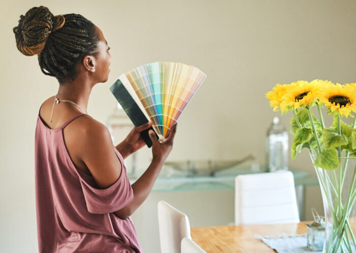 woman with paint samples