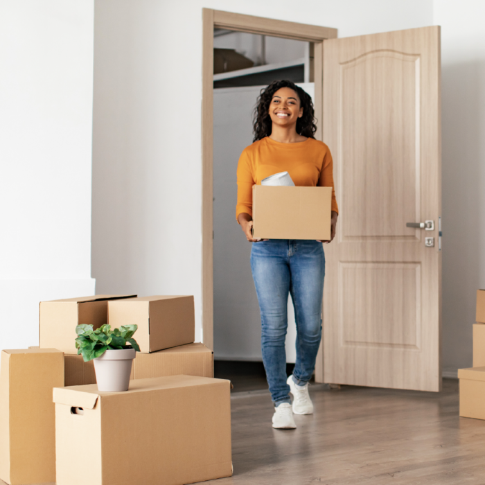 Woman moving into home