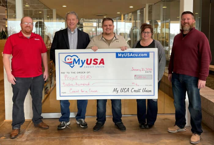 MyUSA Credit Union presenting donation check to the Project READ in Southwest Ohio.