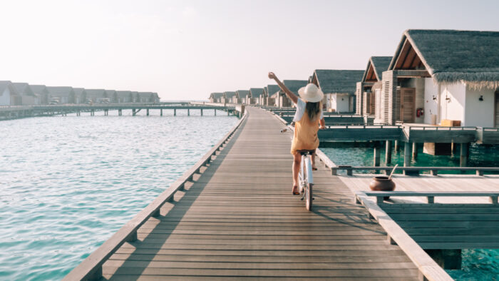 Girl riding bike on vacation