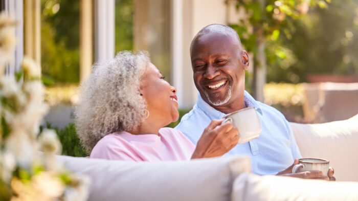 Older couple with coffee