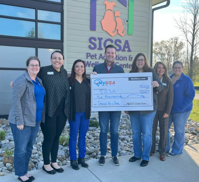 MyUSA Credit Union presenting donation check to SICSA in Southwest Ohio.