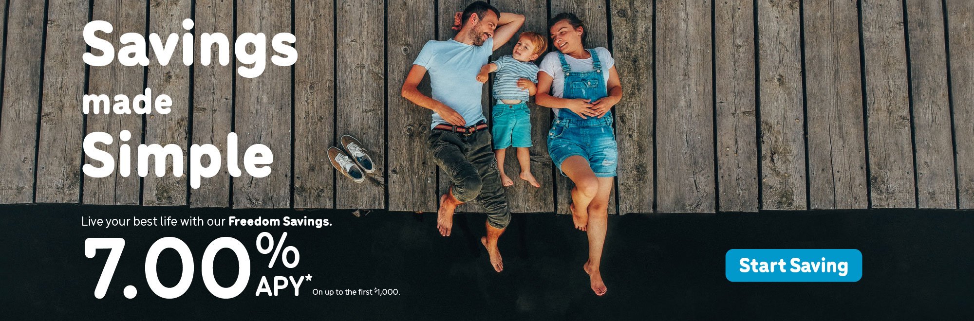 Live your best life with our Freedom Savings. 7.00% Annual Percentage Yield on up to the first $1,000.